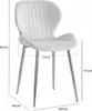 A white dining chair with dimensions indicated by measurement lines and text. Náhľad obrázku produktu