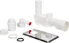 A collection of plumbing parts for a washing machine drain. Produktbild-Vorschau