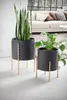 Set di 2 vasi da fiori FineBuy in metallo, nero/oro con Anteprima dell’immagine prodotto 2