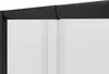 A close-up view of the top corner of a shower enclosure, showing the black frame and frosted glass panels. Produktbild-Vorschau