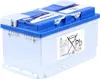 A white car battery with blue accents and labels. Náhled obrázku produktu