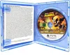 An open video game case showing the disc and instruction manual. Produktbild-Vorschau