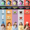 A collage showing different temperature settings of a kettle with corresponding drinks and people enjoying them. Produktbild-Vorschau
