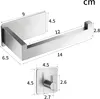 Diagrams showing the dimensions of a brushed stainless steel toilet paper holder and a hook. Produktbild-Vorschau