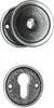 A set of door knobs and a keyhole escutcheon plate, presented against a white background. Produktbild-Vorschau