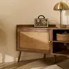 CALICOSY - Meuble TV d'angle 1 porte avec façade en rotin Voir les images du produit 4