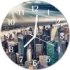 Glasuhr Wanduhr Küchenuhr Echt-Glas 30fi cm Stadt blau Produktbild-Vorschau 1