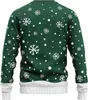 Back view of a green Christmas sweater with white snowflakes and dots. Produktbild-Vorschau