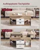 A collage showing a coffee table in two different configurations: as a coffee table and as a computer desk. Produktbild-Vorschau