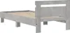 A bed frame with a headboard and wooden slats, shown from a side angle against a white background. Anteprima dell’immagine prodotto