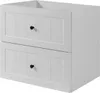 A white bathroom vanity cabinet with two drawers is shown from a slightly elevated front-side angle against a white background. Náhled obrázku produktu