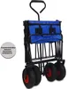 A blue and black folding wagon with red wheels, shown from a slightly elevated front-left angle. Produktbild-Vorschau