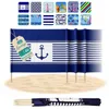Lantigo Paravent de Plage Ancres Bleues 6 m Brise-vent pour Voir les images du produit 1