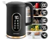 A collage of images showing a black and gold electric kettle with a digital display, alongside lifestyle images related to beverages and baby care. Náhled obrázku produktu
