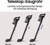 Three vacuum cleaners shown at different heights to demonstrate adjustability. Podgląd zdjęcia produktu