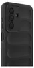 A close-up, angled view of the back of a black smartphone case. Produktbild-Vorschau
