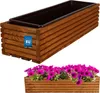 A collage showing a wooden planter box with a plastic insert, and another planter box filled with purple flowers. Náhľad obrázku produktu