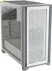 A white Corsair 4000D Airflow PC Midi Tower case with a tempered glass side panel. Voir les images du produit