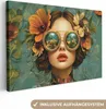 Wanddeko 120x80 cm - Frau - Blumen - Schmetterlinge - Natur Produktbild-Vorschau 1
