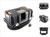 A DeWalt cordless industrial vacuum cleaner is shown from multiple angles, with a focus on its TSTAK case design and accessories. Voir les images du produit