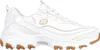 A side view of a white Skechers D'Lites chunky sneaker with a tan sole. Produktbild-Vorschau