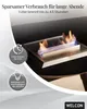 A close-up of a bioethanol fireplace burner with flames, overlaid with marketing text and icons. Podgląd zdjęcia produktu