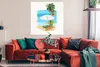 MuchoWow® Poster Strandkorb - Sonnenschirm - Palme 100x100 Produktbild-Vorschau 2