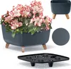 A square planter with pink and white flowers and a separate planter and insert. Náhled obrázku produktu