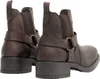 A pair of brown leather boots with harness detailing, shown from the back. Náhľad obrázku produktu