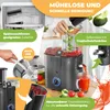 A collage of images showing a juicer in use, its parts, and its cleaning features. Produktbild-Vorschau