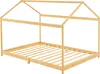 A wooden bed frame with a house-like structure. Náhled obrázku produktu