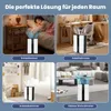 Collage of four scenes showing an air purifier in different rooms: a bedroom, an office, a closet, and a living room. Náhled obrázku produktu