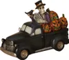 Leuchtender Halloween Pick Up mit Skelett aus Kunststein Produktbild-Vorschau 1