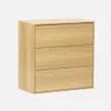 A three-drawer wooden chest of drawers against a plain background. Anteprima dell’immagine prodotto