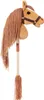 A hobby horse with a brown mane and tail on a wooden stick. Anteprima dell’immagine prodotto
