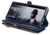 A smartphone in a blue wallet case is displayed, showing a movie poster on its screen. Produktbild-Vorschau