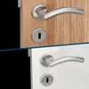 Two door handles with keyholes are shown, one on a wooden door and one on a white door. Produktbild-Vorschau