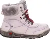 A single white winter boot with red laces and grey fur lining, shown from the side. Produktbild-Vorschau