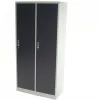 A two-door metal locker with dark gray doors and a light gray frame, shown against a white background. Produktbild-Vorschau