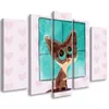 5-teiliges leinwandbild kleine katze 100x70 cm Feeby rosa Produktbild-Vorschau 1