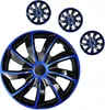 Four car wheel covers are displayed against a white background. One large wheel cover is in the foreground, and three smaller ones are in the background. Podgląd zdjęcia produktu