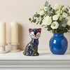Dekofigur Katze aus Keramik blau - Keramikfigur Tierfigur Produktbild-Vorschau 2
