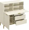 Sekretär mit 2 Türen & 3 Schubladen - MDF & Metall - Beige Produktbild-Vorschau 3
