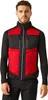 A man wearing a red and black vest over a black long-sleeved shirt. Produktbild-Vorschau