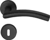 A black door handle and a black keyhole escutcheon are shown against a white background. Produktbild-Vorschau