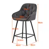 A gray bar stool with dimensions indicated by measurement lines and text. Produktbild-Vorschau