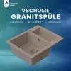 VBChome Lavello da incasso 60x50x20 cm, granito beige, 1,5 Anteprima dell’immagine prodotto 2