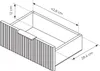 A technical drawing of an open drawer with dimensions indicated. Produktbild-Vorschau