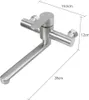 A silver kitchen faucet with dimensions indicated by lines and text. Podgląd zdjęcia produktu