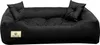 A black dog bed with two small pillows on a white background. Anteprima dell’immagine prodotto